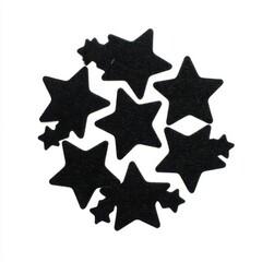 Obraz premium Cluster Of Sparkly Black Star Shapes Arranged In A Circular Pattern On A White Background
