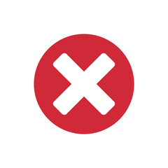 Fototapeta premium A large red circle with a white X on a plain background