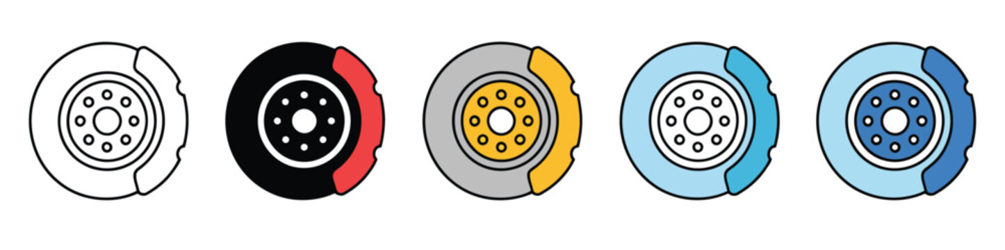 Brake disc icon element for design, vector illustration of car braking system, suitable for automotive apps