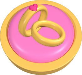 wedding rings in a round ring box 3d