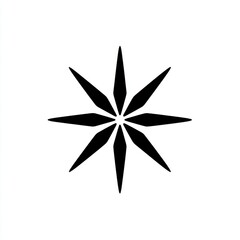 Obraz premium Abstract Black Starburst Shape Isolated on White Background Simple Geometric Motif