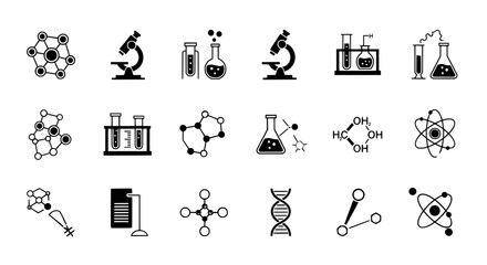 Science and Genetics Thin Line Icon Set, DNA, microscope, Chromosomes and Laboratory Equipment