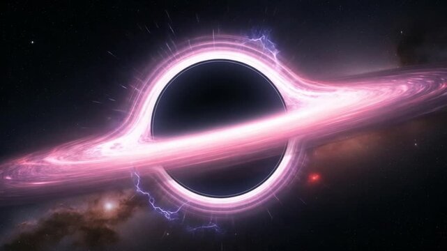 Black hole with pink accretion disk and cosmic background