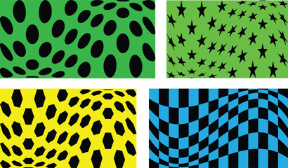 Abstract Op Art Pattern Background Set.