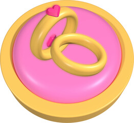 wedding rings in a round ring box 3d