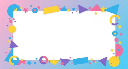 Colorful geometric shapes border design with playful abstract elements