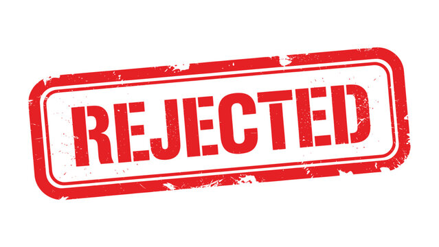 Rejected Stamp: A close-up shot of a red REJECTED stamp, a symbol of denial, signifying a critical decision with potential implications.