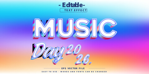 Editable text effect on music day 2026 themed text.