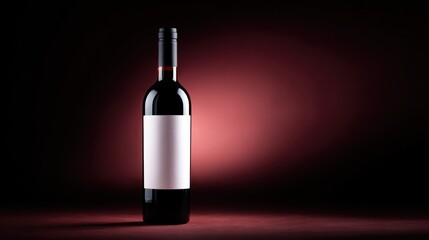 Elegant dark wine bottle with sleek design against mysterious red gradient background