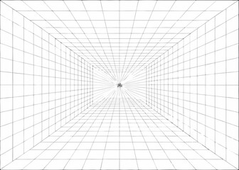 Obraz premium A black and white isometric grid converging to a vanishing point