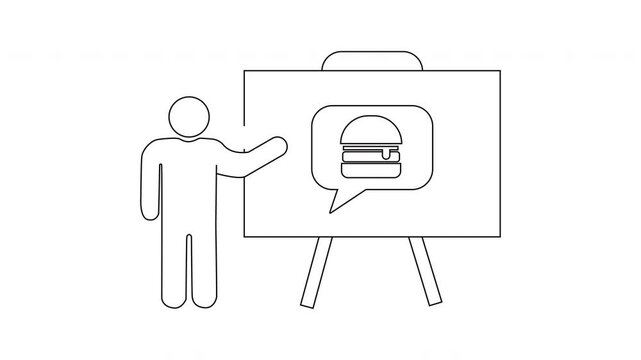 Burger Presentation - Outlined Illustration for Food Industry Insights.