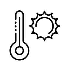 Temperature Sun Next To A Thermometer icon for web and graphic design