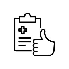 Thumbs Up Next To Medical Clipboard icon for web and graphic design