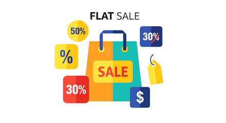 Flat Sale Shopping Bag with Discount Tags and Percentages