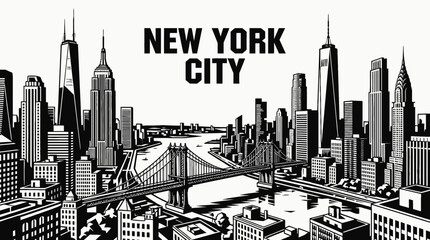 new york city skyline urban architecture downtown landmark travel tourism america usa landscape metropolitan business culture with skyscrapers manhattan bridge hudson © samira