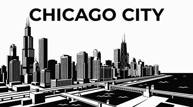 chicago city skyline urban architecture downtown landmark travel tourism america usa landscape metropolitan business culture modern historic destination famous district with lake michigan skyscrapers