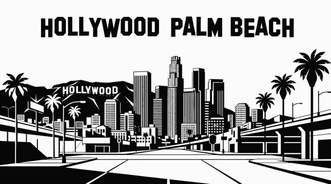 los angeles city skyline urban architecture downtown landmark travel tourism america usa landscape metropolitan historic destination famous district with hollywood palm beach