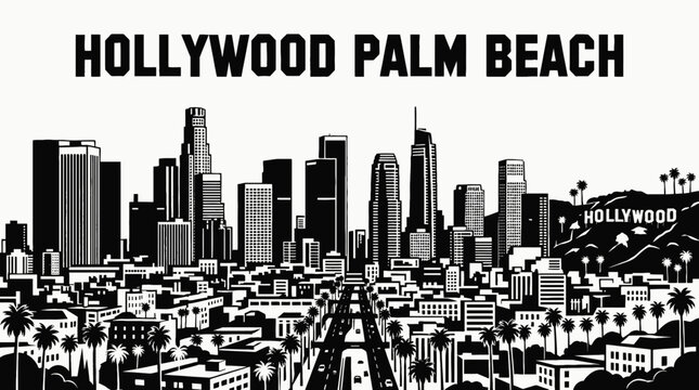 los angeles city skyline urban architecture downtown landmark travel tourism america usa landscape metropolitan historic destination famous district with hollywood palm beach