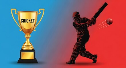 Cricket Player Celebrating Victory With Trophy Illustration Design