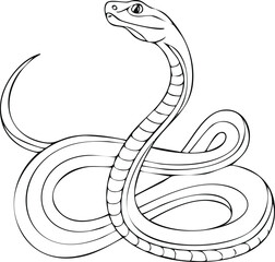 Fototapeta premium Snake outline icon, curved body, continuous line style