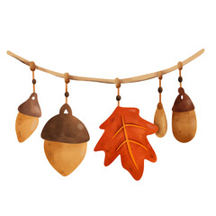 autumn leaves and acorns © Kankanit