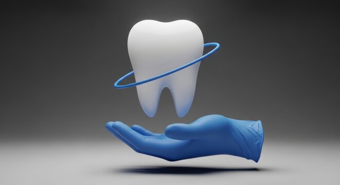 Dentist Hand Holding White Tooth Model.
