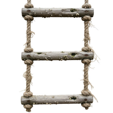 Old rope ladder on black background