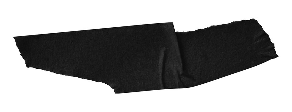 black crumpled torn tape isolated on transparent background.