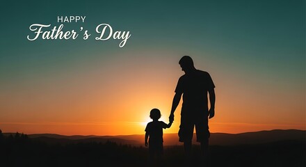 Father and child holding hands during beautiful sunset celebration moment