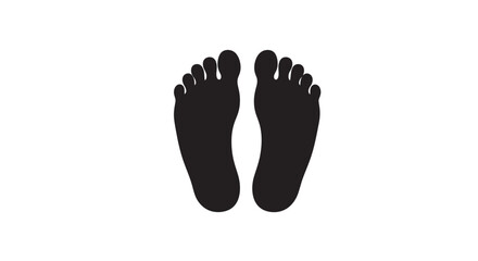 Human footprints in black silhouette on white background with copy space