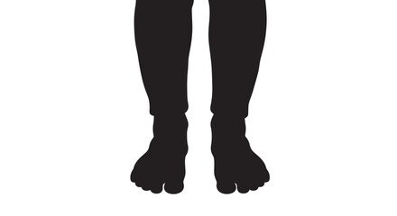 Silhouette of human legs wearing socks standing on white background with copy space