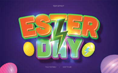 Happy easter day editable 3d vector text style effect
