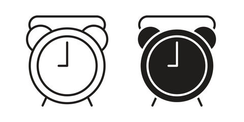 Alarm clock icons vector. Line and glyph design with editable stroke