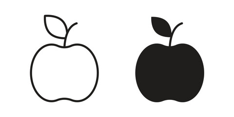 Apple icons vector. Line and glyph design with editable stroke