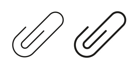 Attachment clip icons vector. Line and glyph design with editable stroke