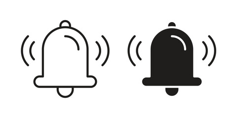 Bell ring icons vector. Line and glyph design with editable stroke