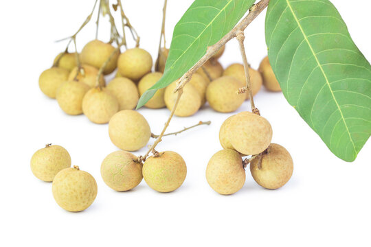 Pile of longan fruits isolated on white background