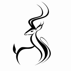 Fototapeta premium Elegant black and white deer silhouette art minimalist design isolated