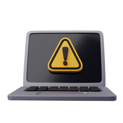 3D laptop showing warning error symbol
