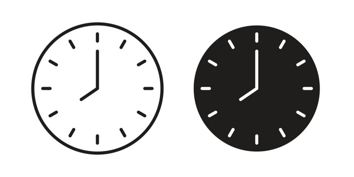 Clock seven icons vector. Line and glyph design with editable stroke