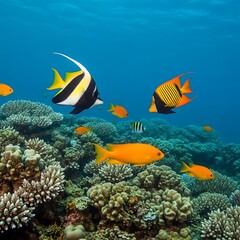 Coral Reef Ecosystem - Vibrant Fish and Underwater Beauty in the Ocean.
