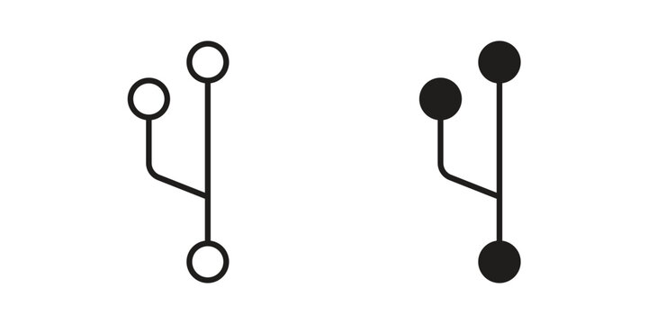 Code branch icons vector. Line and glyph design with editable stroke
