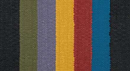 Vibrant and textured fabric close-up with a striking pattern of multi-colored vertical stripes, showcasing a unique and decorative textile background with woven fibers