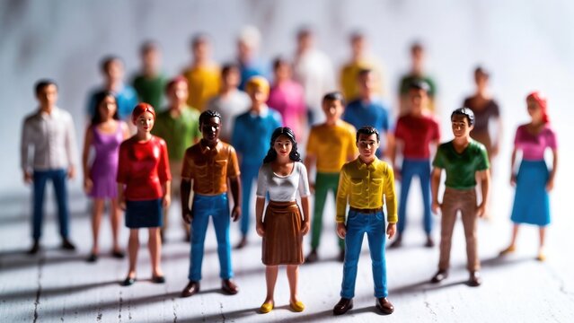 Diverse miniature figures group display with detailed features.