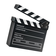Fototapeta premium 3D Rendered Film Clapperboard Slate for Cinema and Movie Production, isolated on transparent background, png