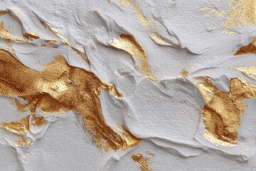 Luxury Gold and White Paint Texture Abstract Background Surface Artistic Canvas Backdrop Design Element Elegant Decoration Golden Brush Strokes Wall Art