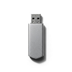 Minimalist Flat Lay of Silver USB Flash Drive