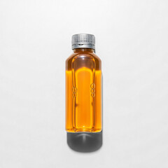 Minimalist Studio Shot of Amber Liquid Bottle Object