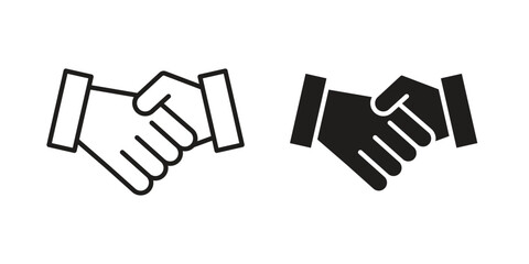 Obraz premium Handshake icons vector. Line and glyph design with editable stroke