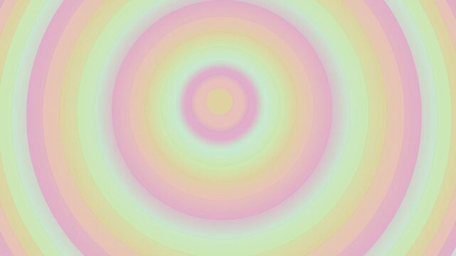 A vibrant circular pattern illustration featuring concentric rings in pastel shades from a direct viewpoint